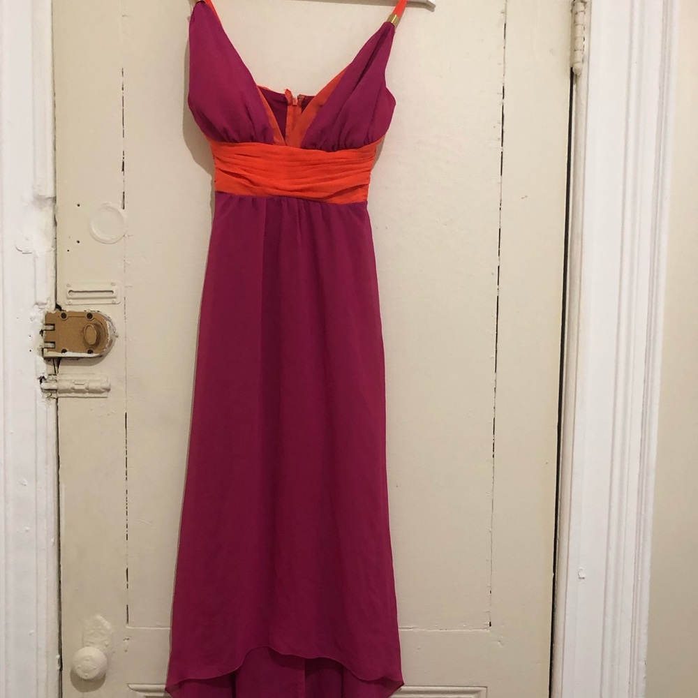 Fuchsia and orange high to low dress. Brand new